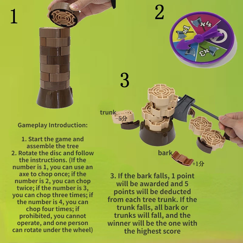 Toc Toc Wood Man Logging Master Family Party Game Competitive Tree Felling Tabletop Lumberjack Parent-child Interactive Game Toy