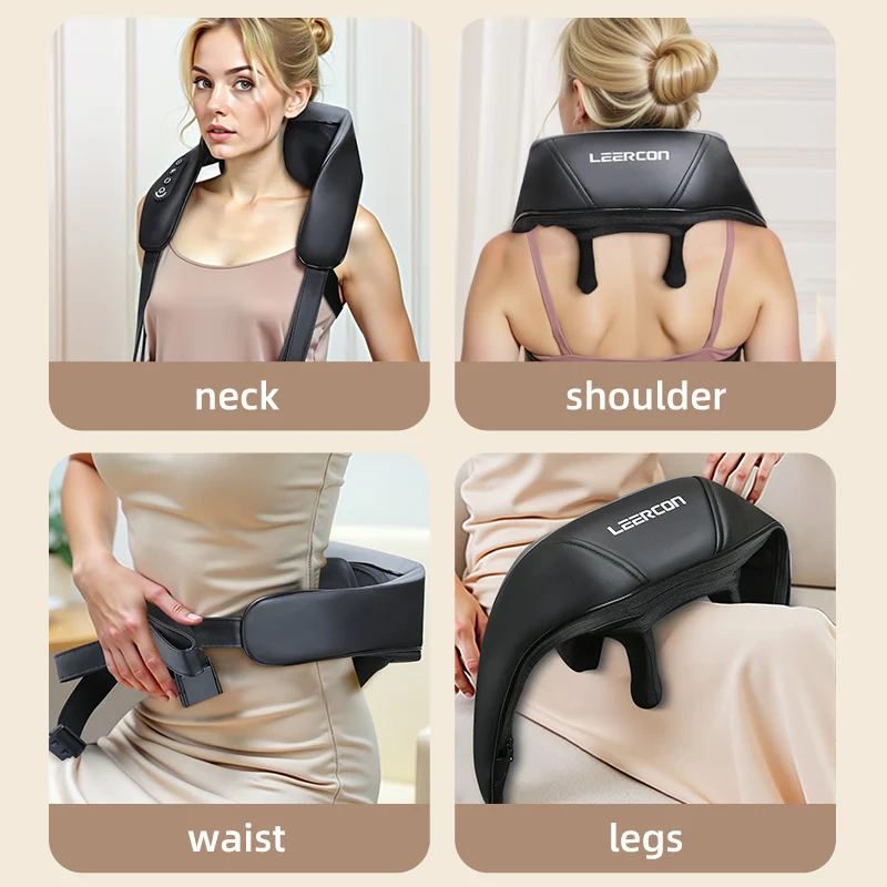 Masajeador de cuello, chal de masaje de cuello y espalda Shiatsu 6D con calor, regalo para hombres y mujeres para relajarse el estrés en la oficina en casa