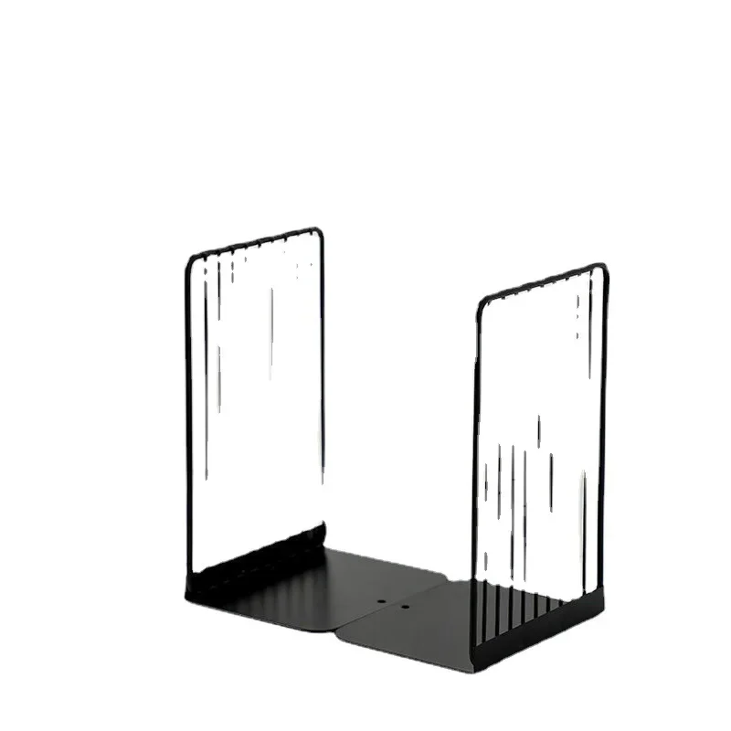 1 Pair Iron Desktop Bookends Non Slip Book Stand Magazine Organizer