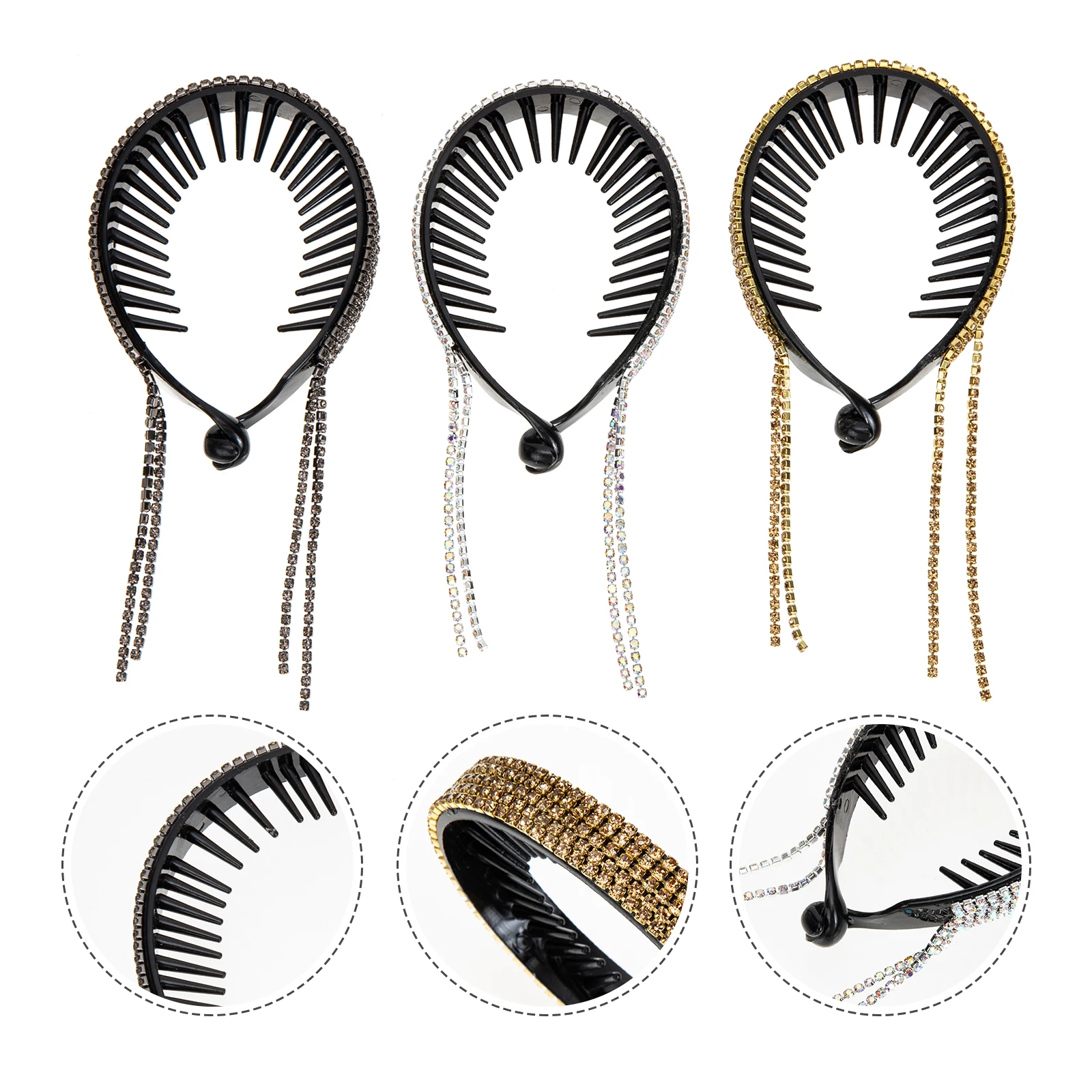 

Ponytail Holders Hair Clip Accessories Banana Hairpin Rhinestones Claw Clips for Women Bride