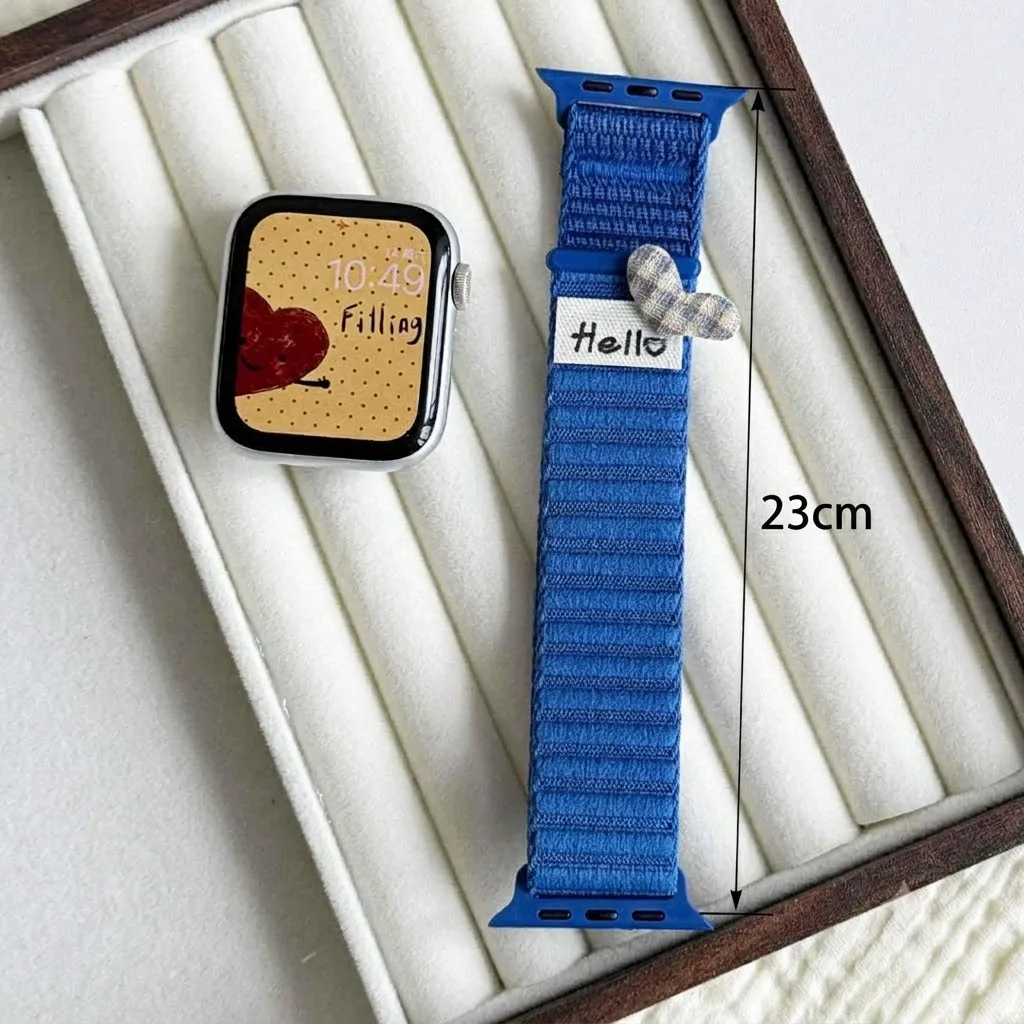 Woman Cute Nylon Band for Apple Watch Ultra 3/2 49mm 38 40 42 44 46m Elastic Sport Strap for Iwatch Series 11 10 9 8 7 6 SE3