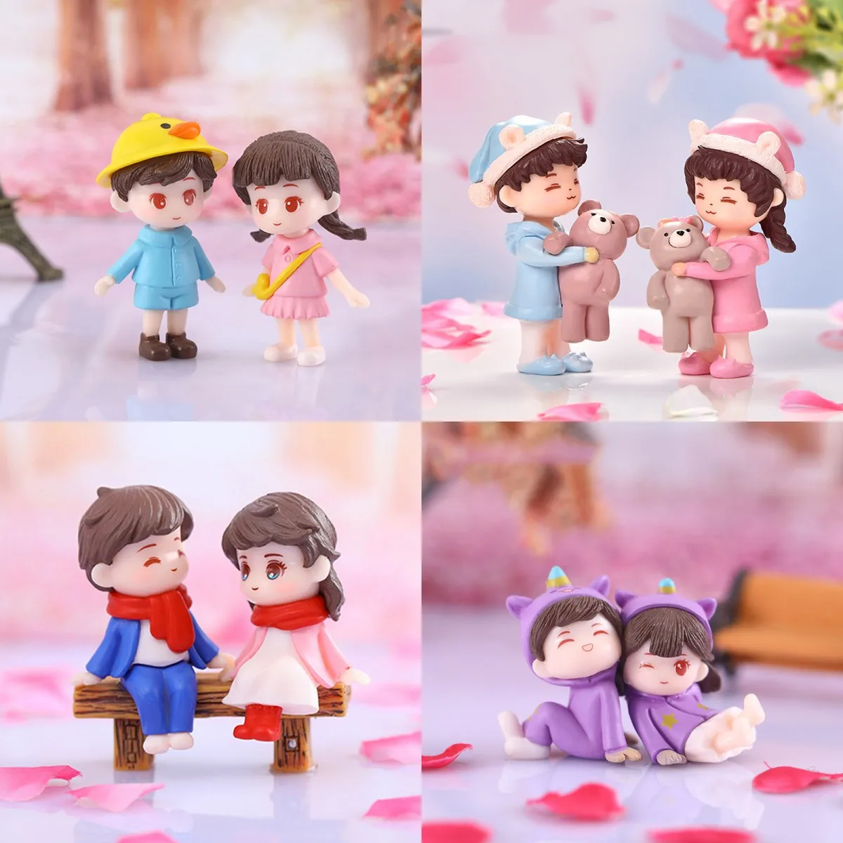 1/2pc Cute Mini Lovers Couples Miniature Landscape DIY Ornament Home Garden Dollhouse Decor Ornament Christmas Gift Bride Groom