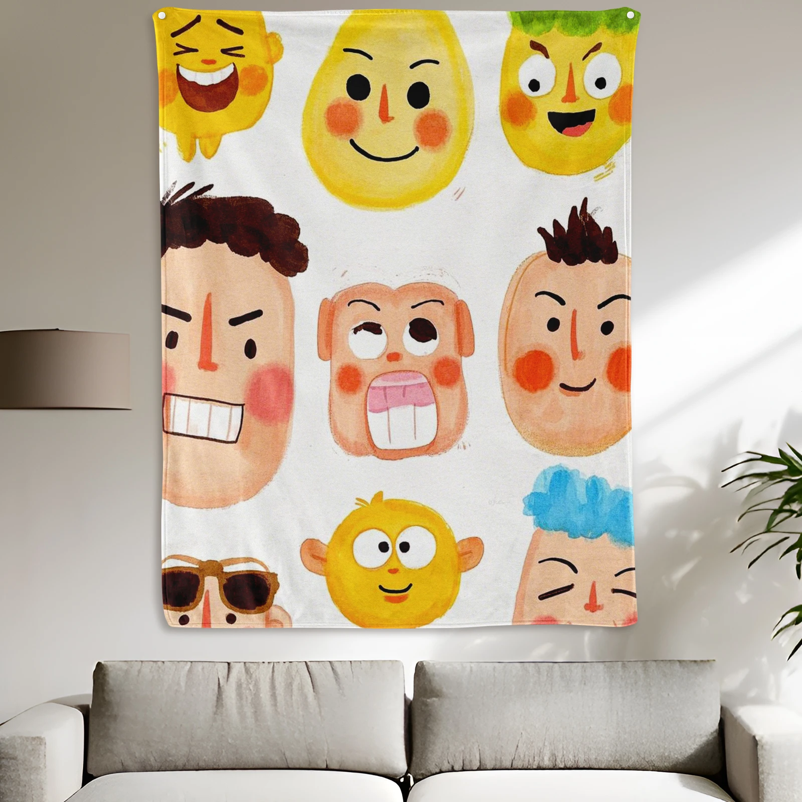 

Cartoon Doodle Big Head Expression Blanket Perfect Gift For Loved Ones Adds Warmth And Joy To Any Home Decor