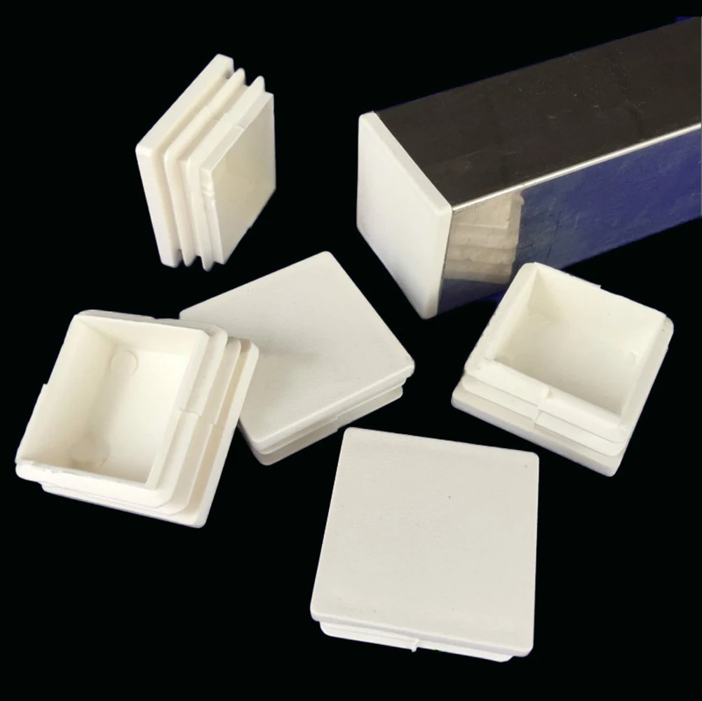 2/4/5/10pcs White Plastic Square Blanking End Cap Tube Pipe Box Section Inserts Plug Bung 13x13mm-120x120mm Chair Leg Dust Cover