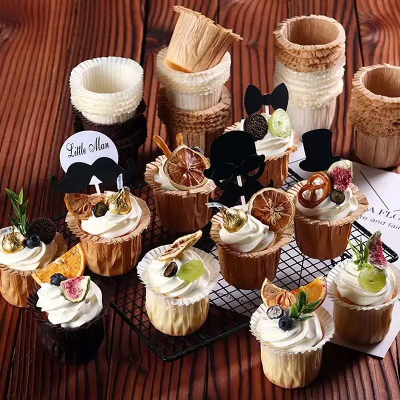 

30pcs/lot Paper Cupcake Liners Solid Color Hat Cups Muffin Cupcake Holder Disposable Greaseproof Baking Dessert Cake Cup Mold