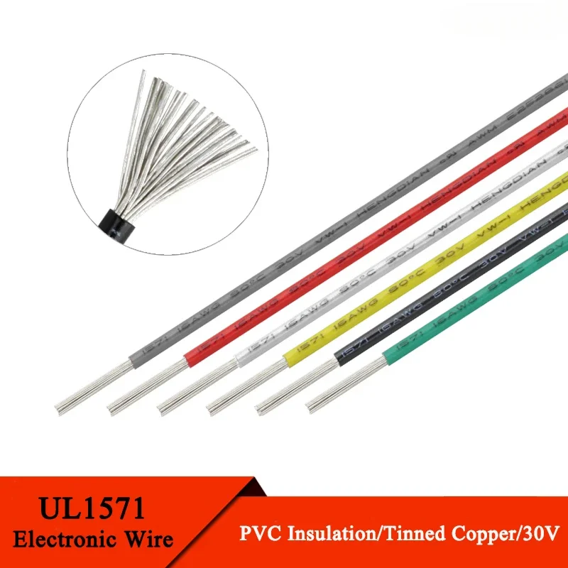 UL1571 Electronic Wire 32 30 28 26 AWG Flexible Cable PVC Insulated Tin-plated Copper Environmental LED Line DIY Cord