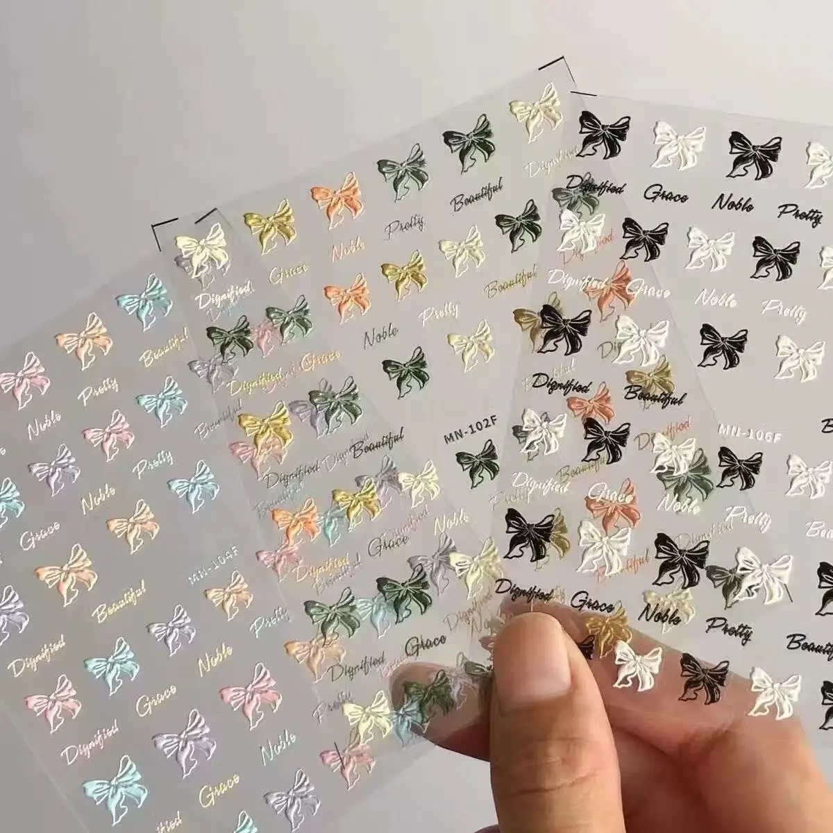 

3D Relief Bow Nail Stickers Self Adhesive Princess Candy Color Cartoon Decals for Nail Art DIY Manicure