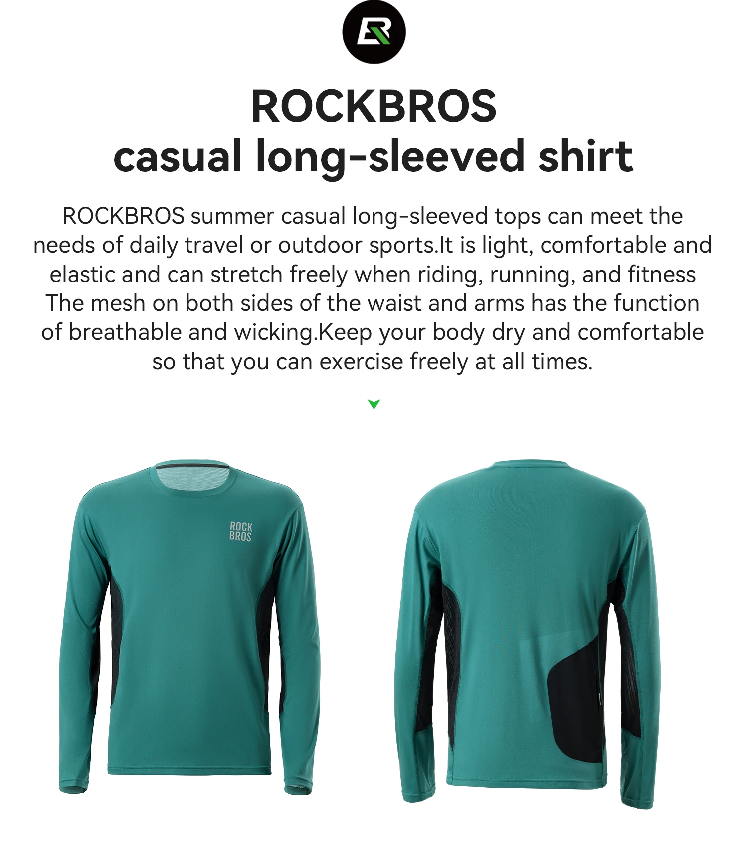ROCKBROS Fahrradtrikot Frühling Sommer Herren Langarm Atmungsaktiv Schweißableitend für Straßen- und MTB-Fahrräder – Detail 1