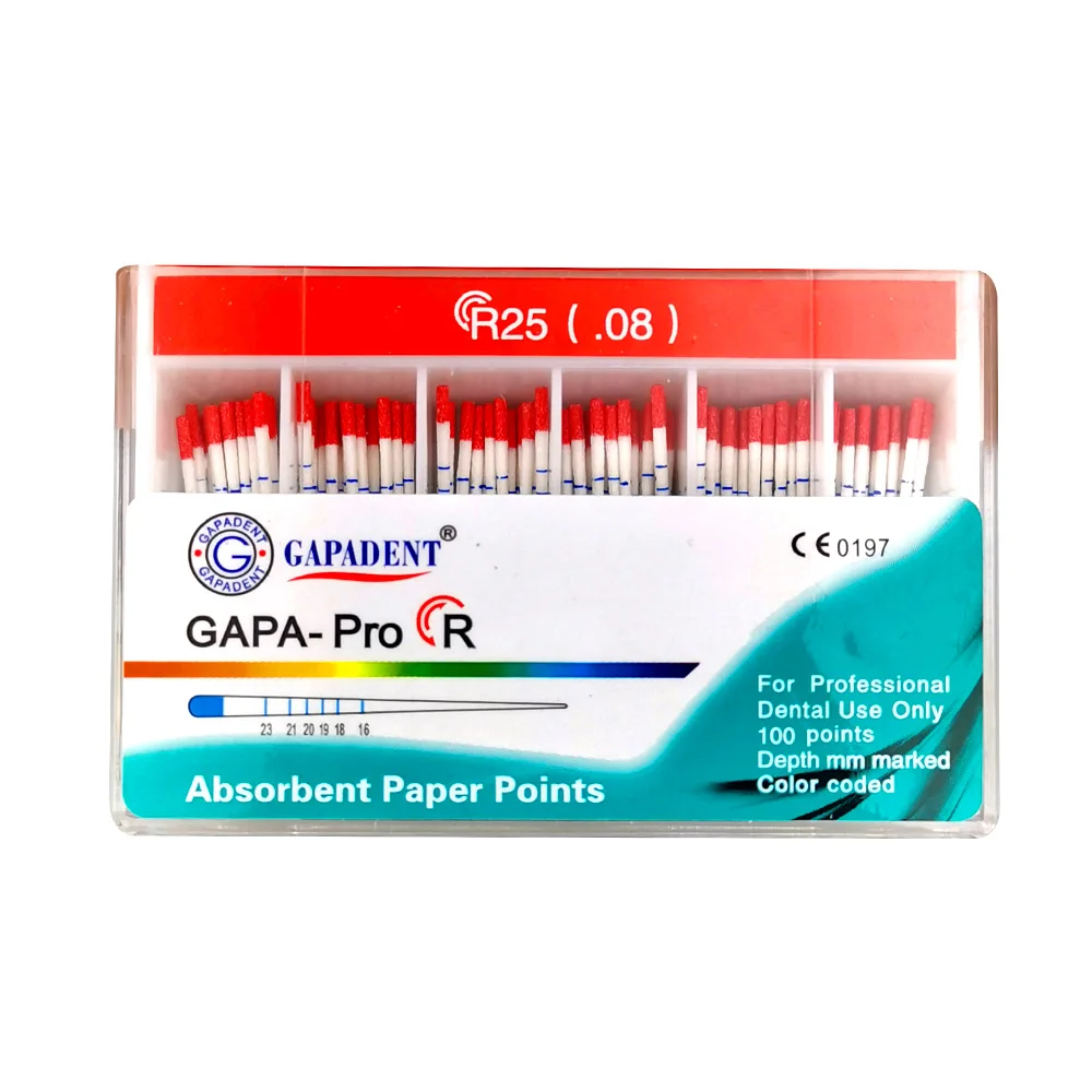 Dental-Guttapercha-Punkte, absorbierende Papierpunkte 08 R25 06 R40 05 R50, Wurzelkanalabsorption, Endodontie – Detail 2
