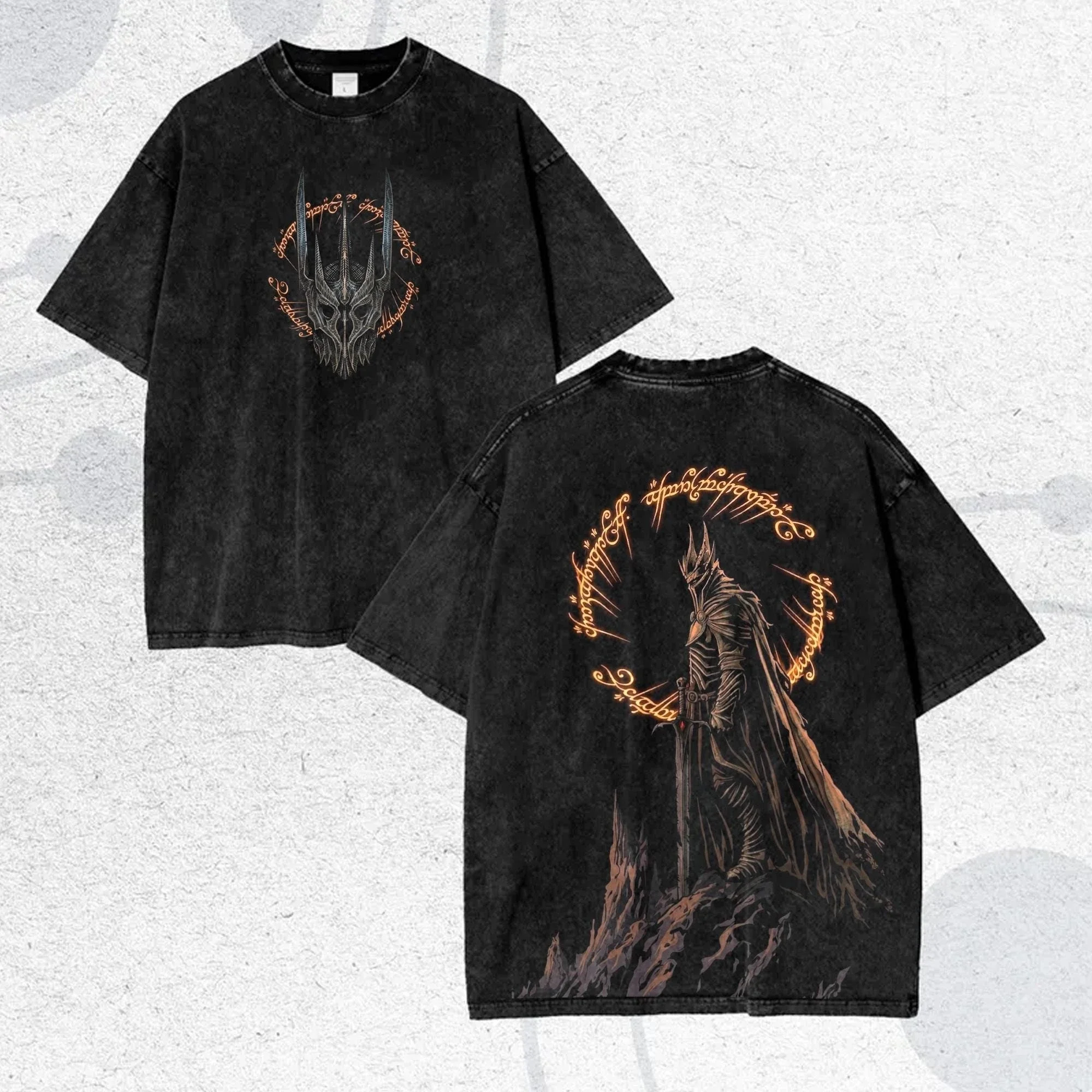 Lord of The Rings Sauron Vintage Graphic Tee Dark Fantasy Streetwear Men Women Cotton T-shirt Y2K Tolkien Fan Gift view 4