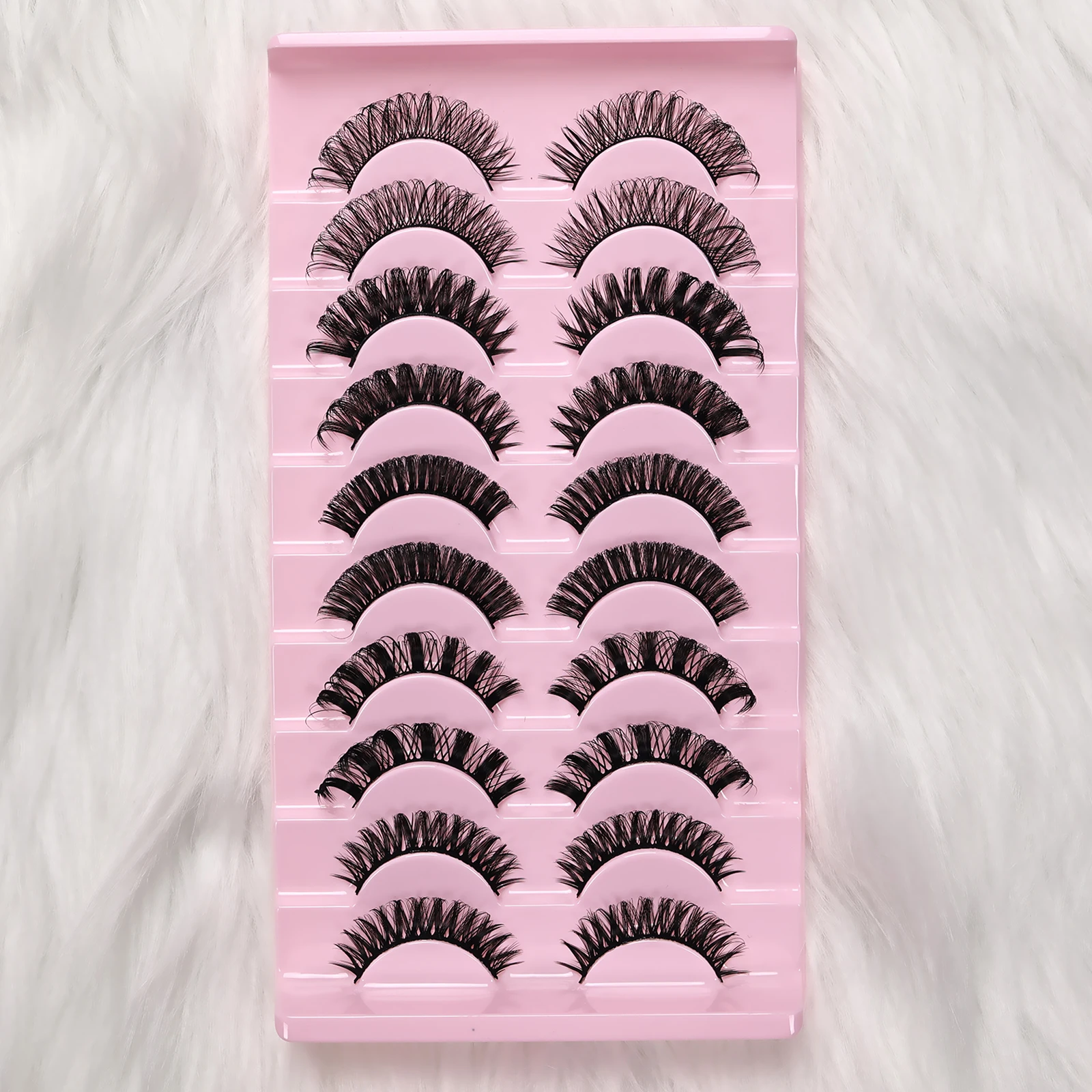 10 paia di ciglia finte russe D Curl, ciglia finte morbide e riutilizzabili per principianti per la festa quotidiana