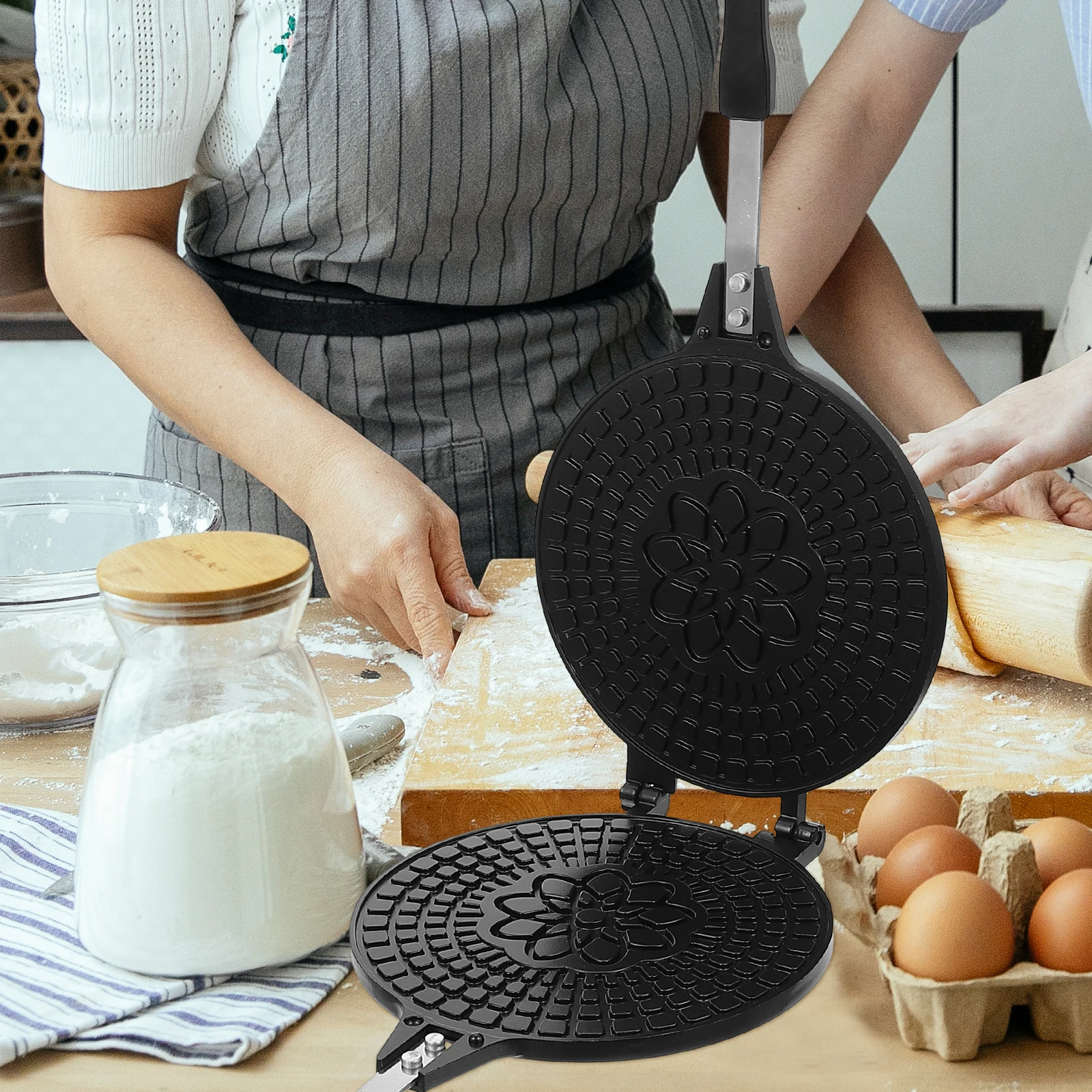 

Ice Cream Cone Maker Non Stick Cookware For Waffle Baking Tool Omelets Cooking Pan Aluminum Alloy Egg Roll Mold Kitchen