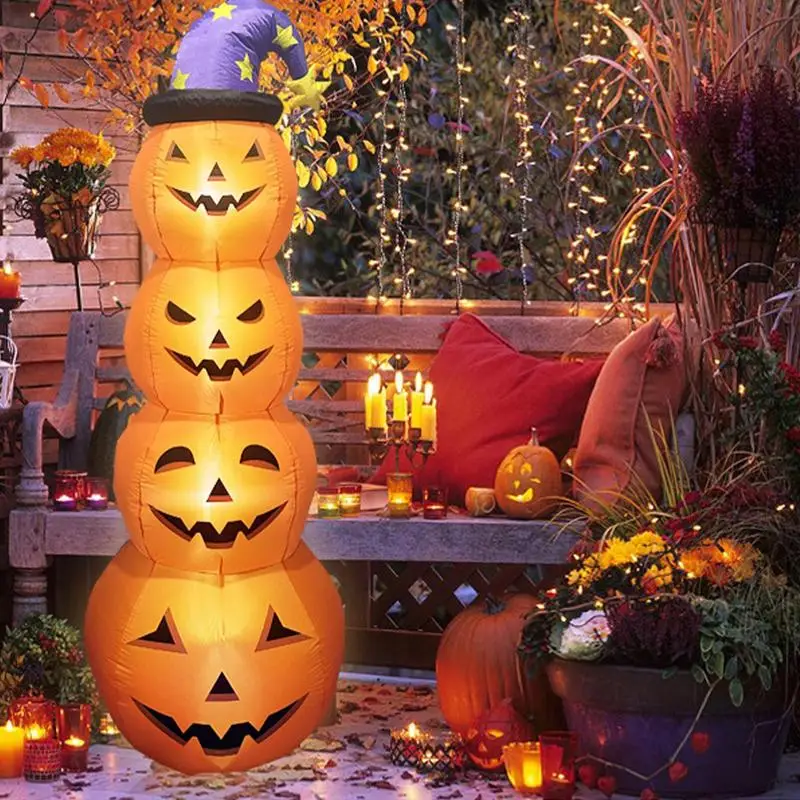 Halloween Pumpkin Inflatable Decor 94.48in Ghosts Scary Blowing Up Home Garden Halloween Party Decorations Outdoor Props