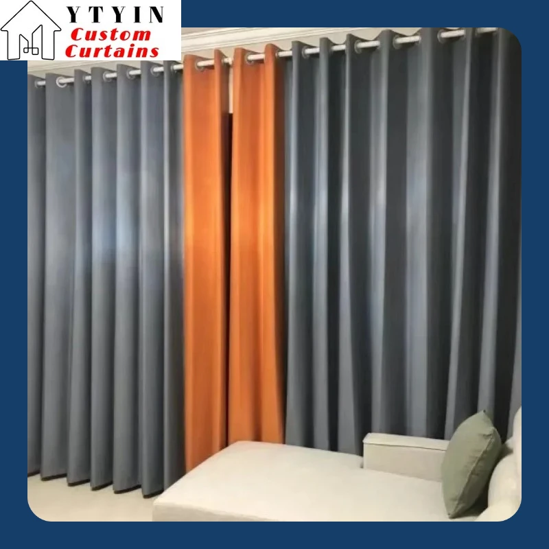 

Sound Insulation Cloth Home Garden Custom Size Simple Black Silk Physical Blackout Curtain Hotel Heat Insulation Sun Protection
