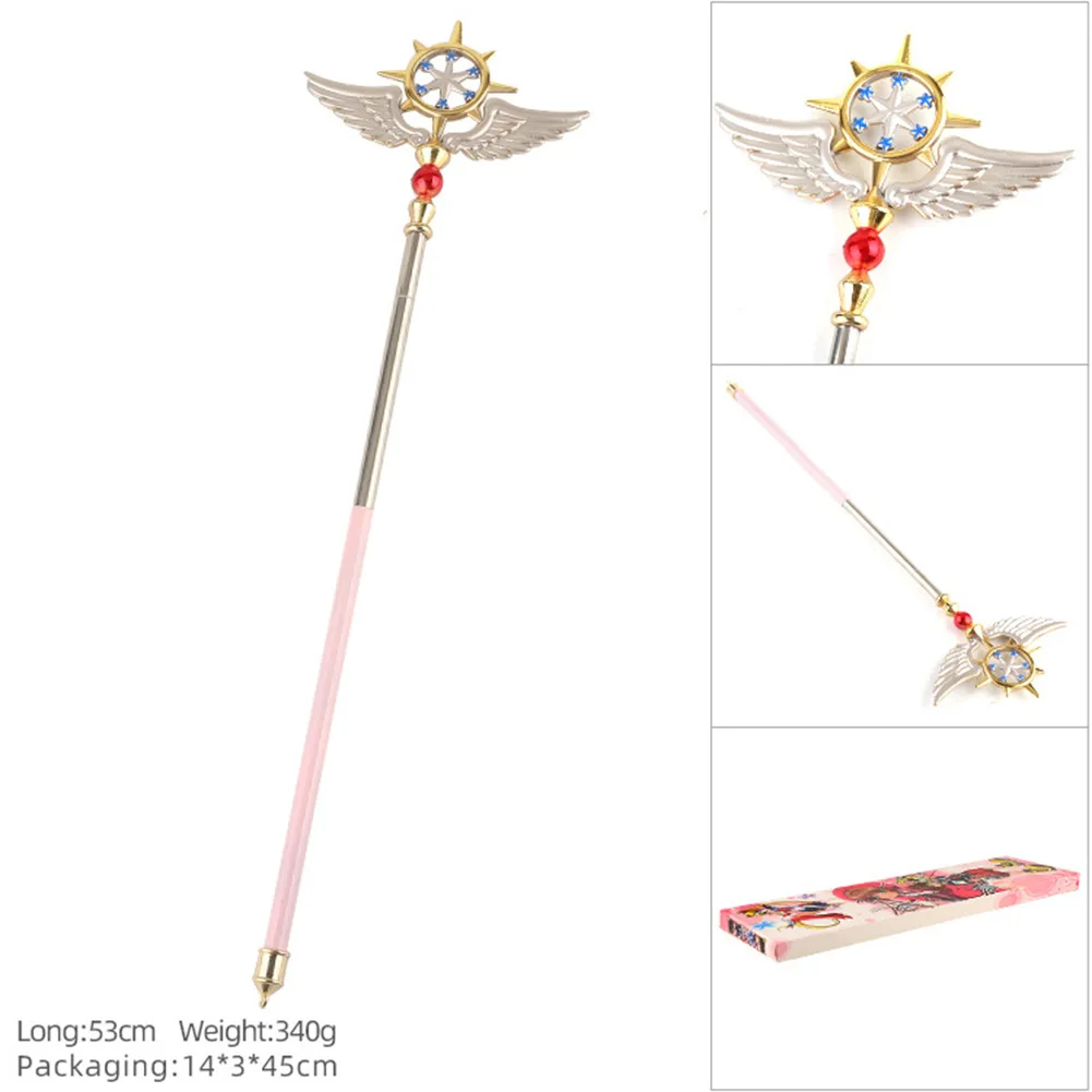 45cm długość kartaptor Sakura przezroczysta karta Kinomoto Sakura Cosplay gwiazda sen Stick magiczna różdżka impreza z okazji Halloween rekwizyty do