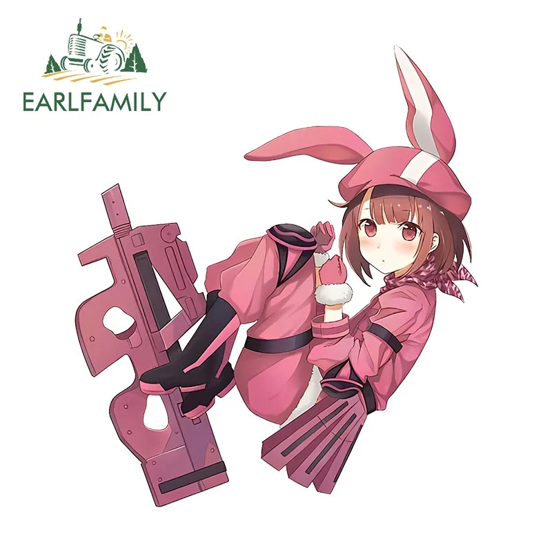 من EARLFAMILY-ملصق سيارة لطيف للفتيات على شكل أرنب ، مسدس أنيمي للدراجات النارية Loli ، إكسسوارات نوافذ مقاومة للماء ، 13 x من ، من