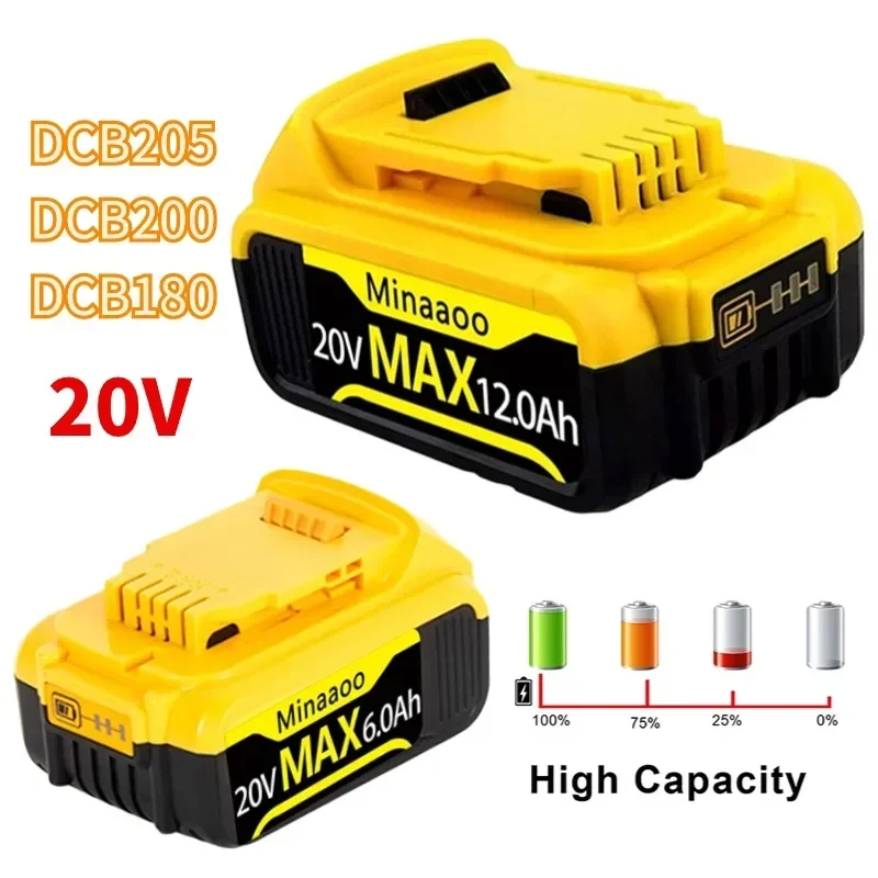 

20V 12Ah Replacement Lithium Battery for Dewalt Power Tool DCB180 DCB181 DCB182 DCB201 DCB201-2 DCB200 DCB200-2 DCB204-2