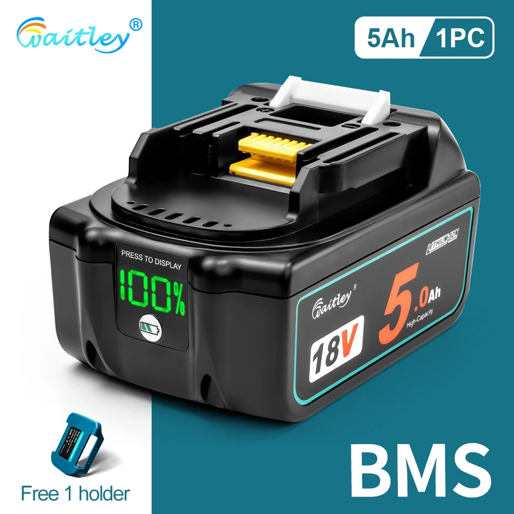 Waitley 18V batterij voor Makita elektrisch gereedschap vervangende accessoires BL1860 BL1850 / Li-ion oplaadbare batterijen