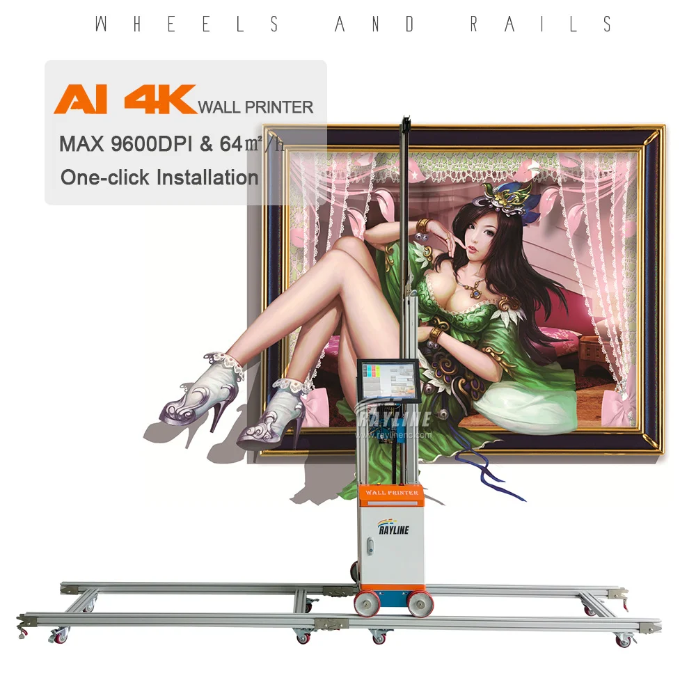 

Широкоформатный настенный принтер AI 4K, 9600 точек на дюйм, 64 ㎡ /h Принтер для прямой стены, настенная печатная машина, вертикальный УФ-настенный принтер