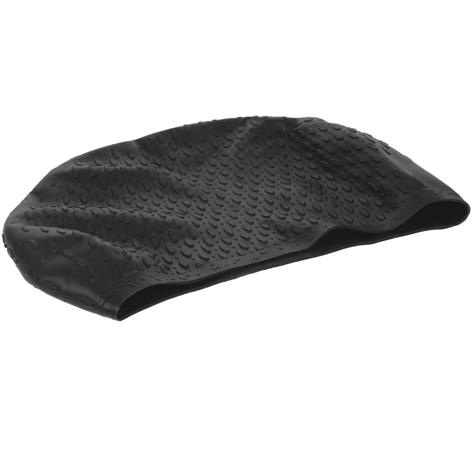 

Waterproof Silicone Swimming Cap 23x18cm Black Reusable Flexible Adult Swim Hat Hair Protection Water Dropping
