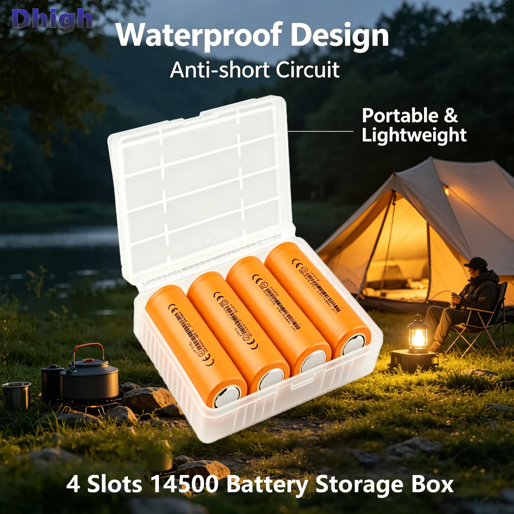 4 Slots Waterproof Insulated Battery Case Anti-Short Circuit For 14500 Lithium Cell Flashlight Cycling Storage Dhigh