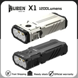 WUBEN X-1 Torcia ricaricabile di tipo C ad alta potenza 12000 lumen Distanza del fascio 303M Batteria incorporata