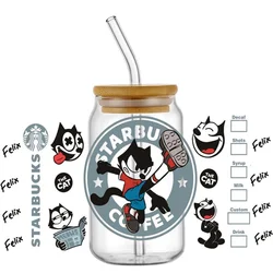 Miniso Popular Cartoon Character felix cat 16OZ UV DTF Cup Wrap Transfer Stickers Custom Label Durable Waterproof Logo