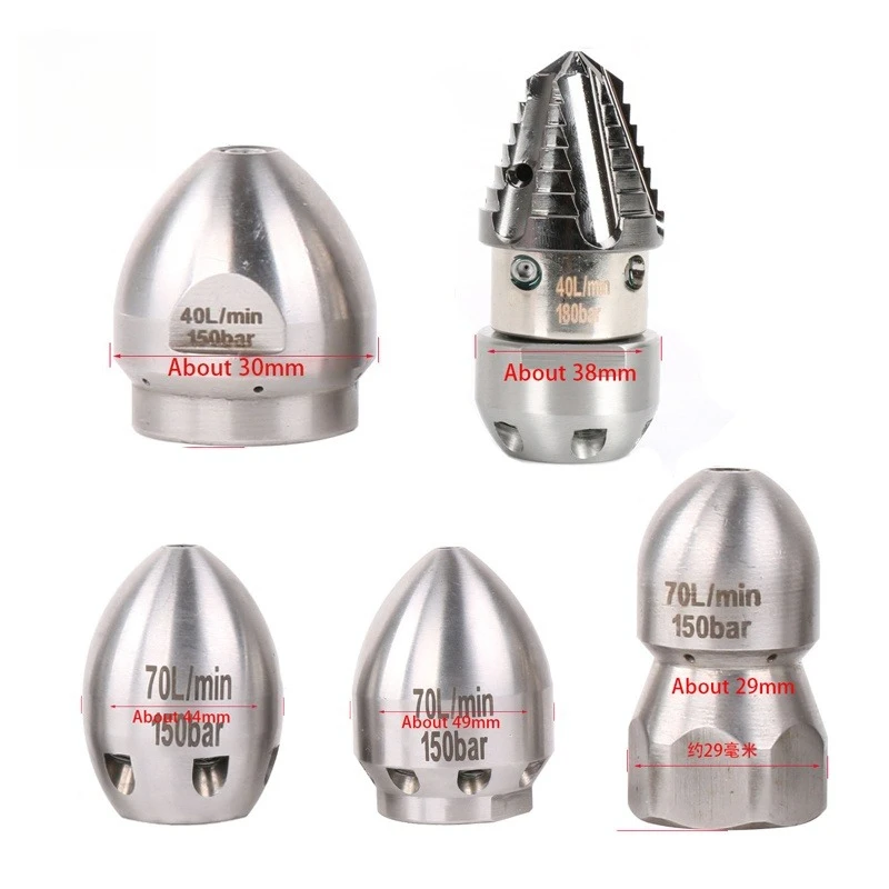 

1/2" 40L Superstrong High Pressure Cleaning Machine Sewer Nozzle Pipe Flushing Head Household Sewer Pipe Dredging Head Nozzle