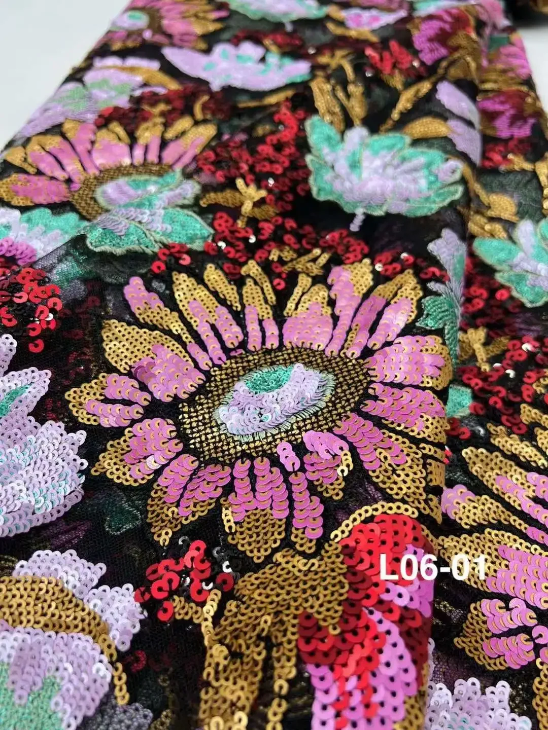 Luxury Beaded Lace Fabric 5 Yards Beads Hand flower Lace Fabric Embroidered African Nigerian Sequins Lace Fabric For Sewing