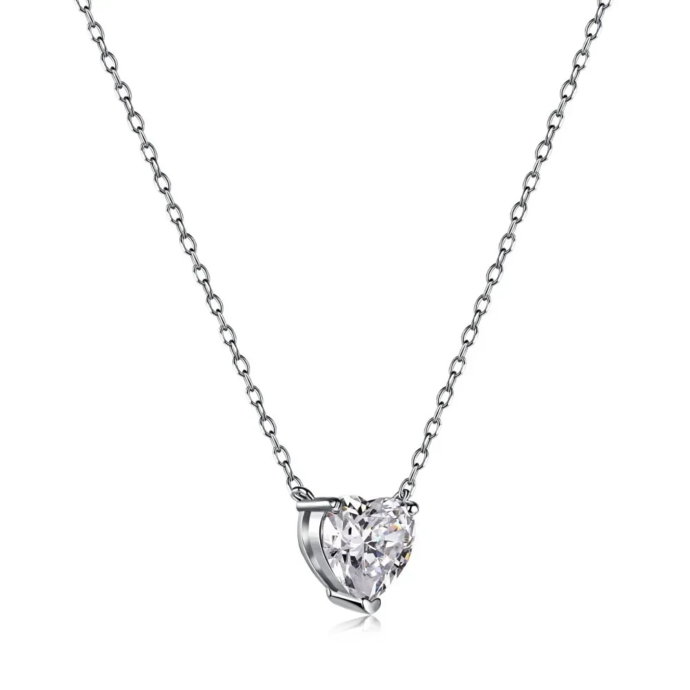 

STL S925 Sterling Silver Necklace Design Feels Small and Versatile, Small and Exquisite Heart shaped Zircon Pendant