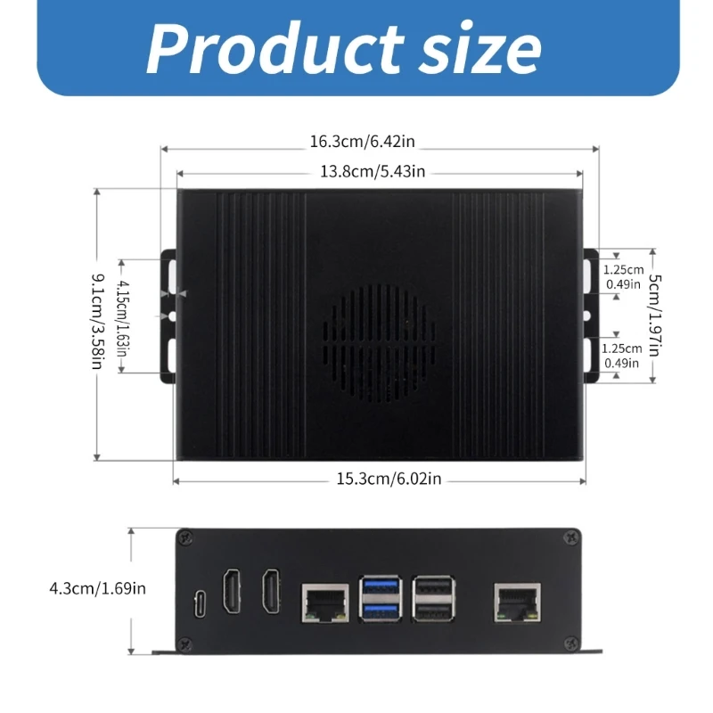 PCIE 이더넷 USB3.2 확장 기능을 갖춘 RPi 5용 알루미늄 인클로저 케이스