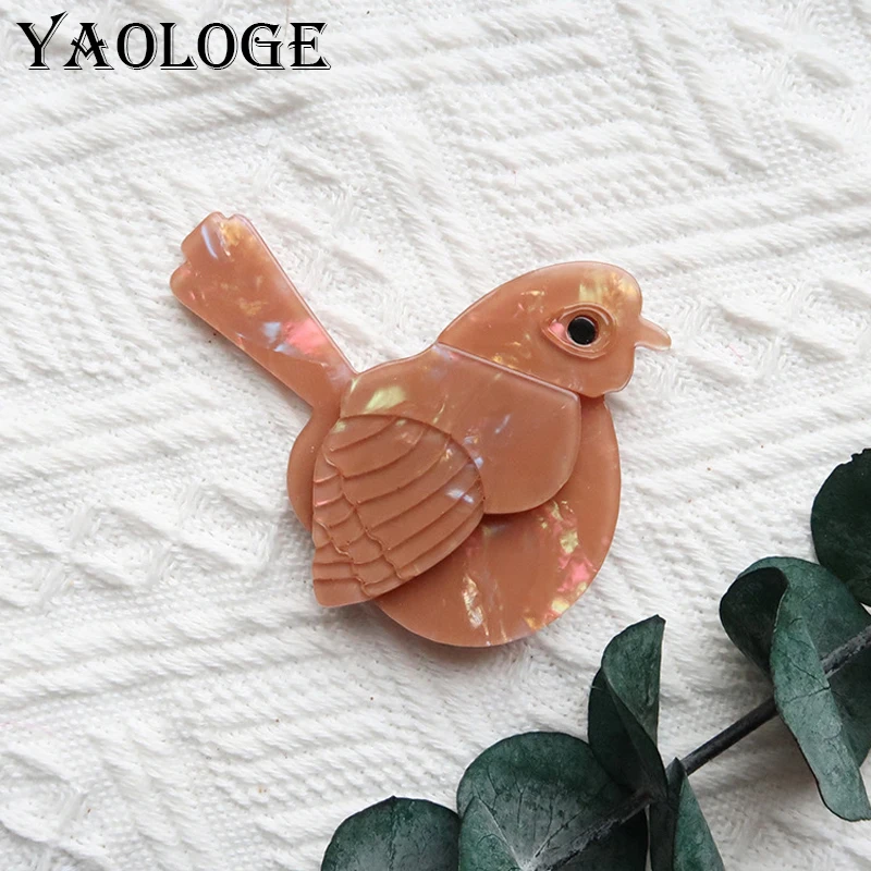 YAOLOGE New Creative Brown Cute Chick Brooch High Quality Acrylic Material Women's Fashion Party Accessories Badge Pin Gift