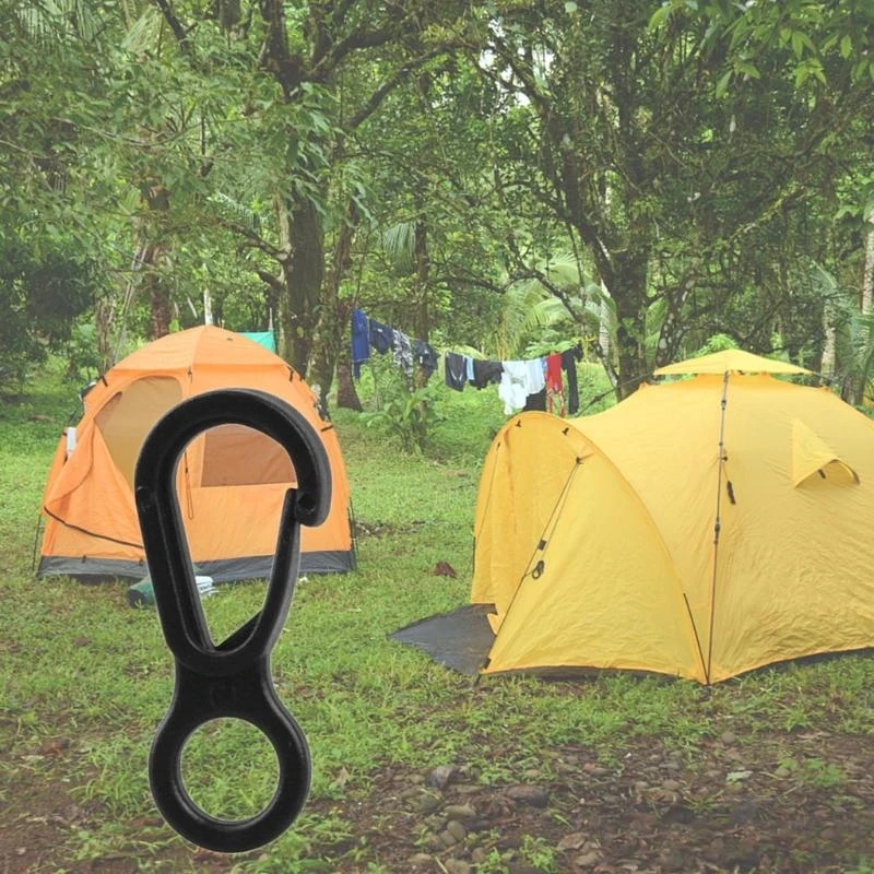 Q39E 10pcs/set Clip Hooks Outdoor Camping Light Accessories Camping Fixed Canopy Tools Hiking Plastic Tent Hooks Tarp Black view 4