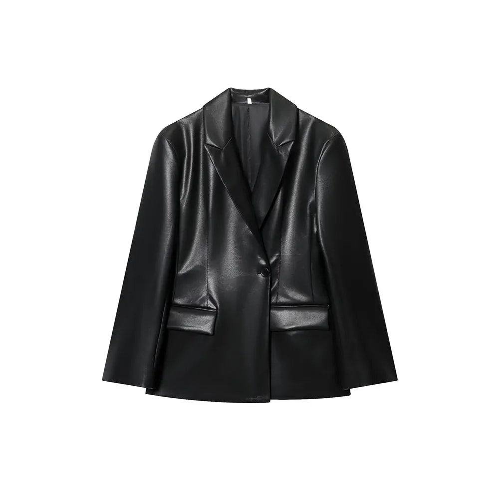 

Autumn new women's wear Korean style vintage slim leather effect suit jacket