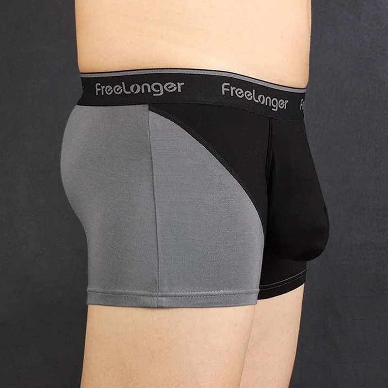 Man Sexy Bulge Boxers with Super Big Dick Penis Pouch Underwear Gay Modal Long Cock Lingerie Elastic Bag U-Convex Breath Shorts