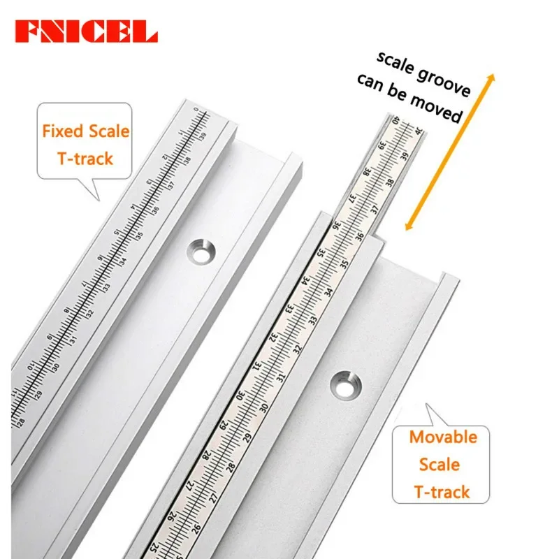 300-800mm Aluminum Alloy T Track Slot with Scale Movable scale T-tracks DIY Router Table Saw Woodworking Tools 45 Type