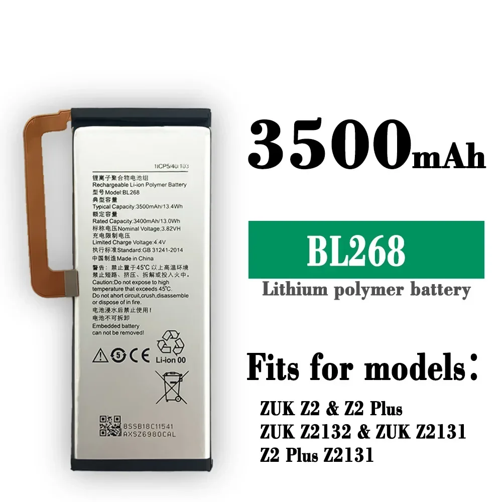 3500mAh BL268 Battery For Lenovo ZUK Z2 Plus Z2Pro Z2132 Z2131 Mobile Phone Replacement Batteries