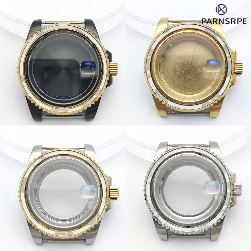 Cassa per orologio in oro/nero/argento da 40 mm vetro zaffiro per movimento Nh34 Nh35 Nh36 8215 Eta2824 quadrante da 28,5 mm cassa Yacht-Master