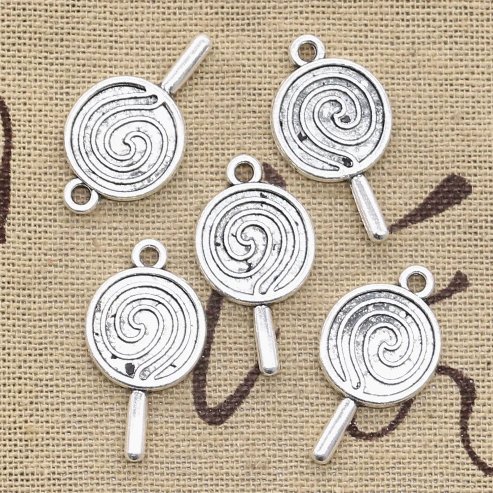 20pcs Charms Lollipop Sugar 27x14mm Antique Silver Color Pendants Tibetan Findings DIY Handmade Making Craft