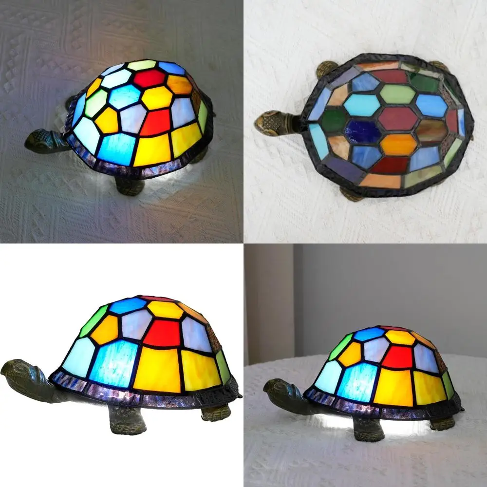

Ночник-черепаха из витражного стекла - маленькая настольная лампа для прикроватной тумбочки, гостиной, детской комнаты, декора стола и освещения прикроватной тумбочки