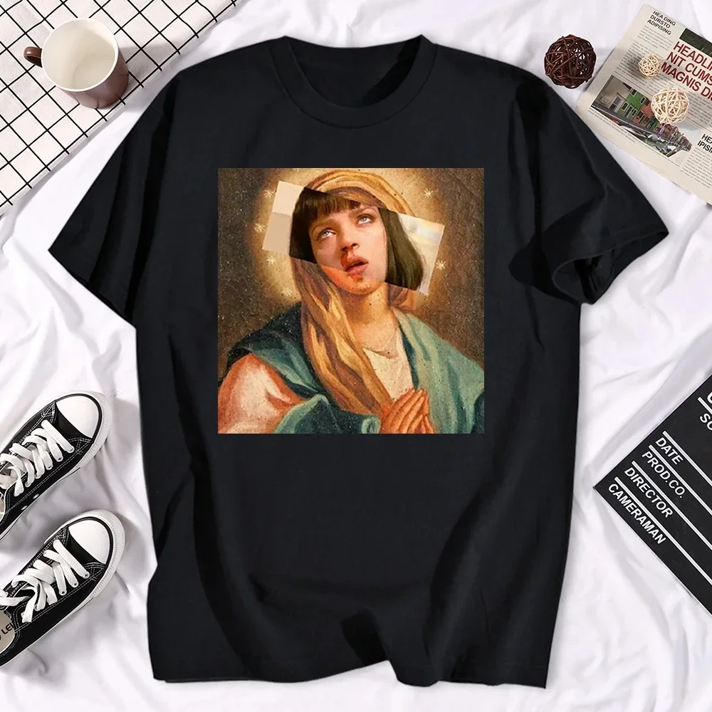 new-model-quentin-tarantino-hip-hop-t-shirt-movie-pulp-fiction-virgin-mary-men-women-green-streetwear-brand-tee