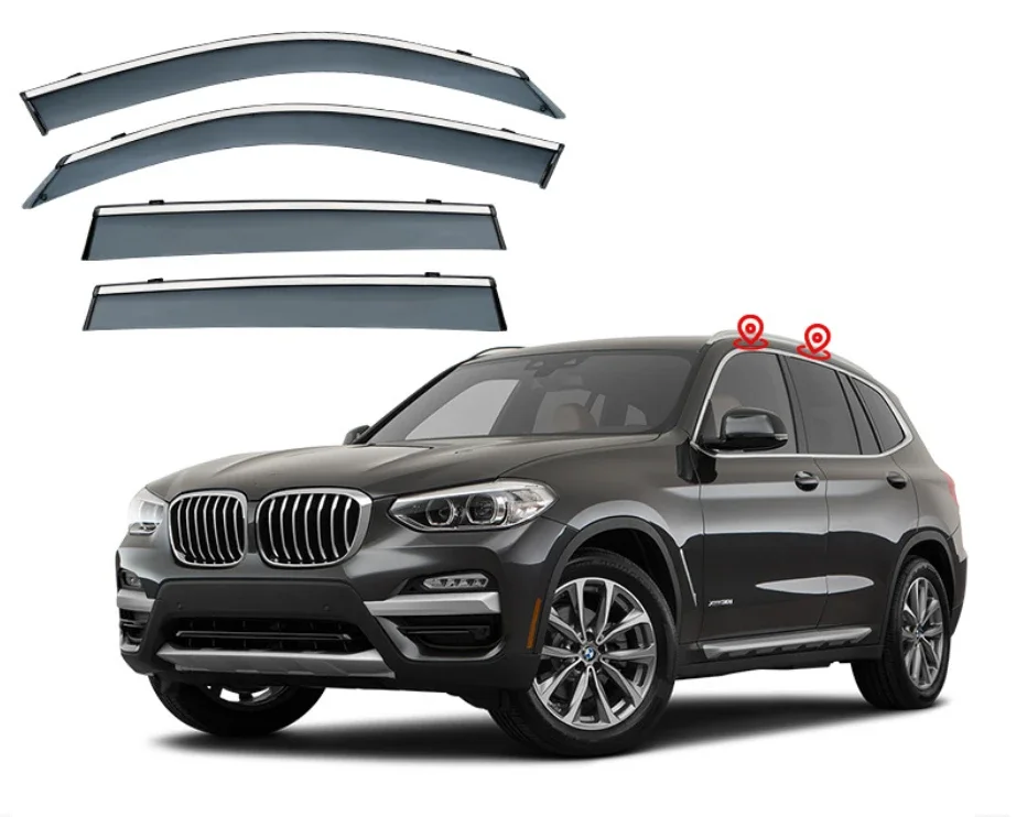 

Ветрозащитный козырек для боковых окон BMW X3 2018-2020, черный