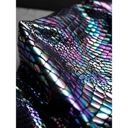 Illusionary Gradient Crocodile Skin Texture Fabric Creative Laser Stage Background Flash Top Gift Clothing Designer Fabric