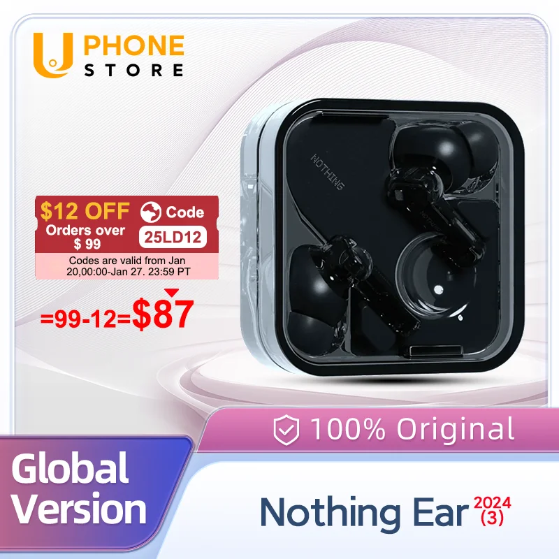 New Arrival! Nothing Ear (3) Earphones 45dB ANC Hi-Res Audio with LDAC&LHDC 11mm Ceramic Driver Support 8-Band EQ Global Version