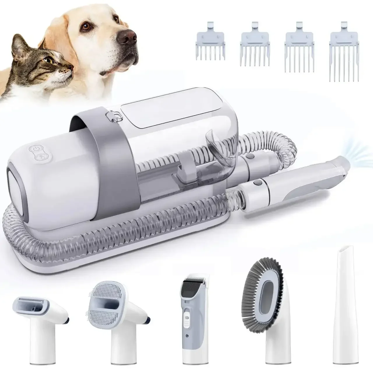 2025Pet Grooming Vacuum Kit Dog Nail Trimmer Grinder Dog Cleaning Brush 5 in 1 Low Noise Pet Hair Remover Dogs  Cat Grooming