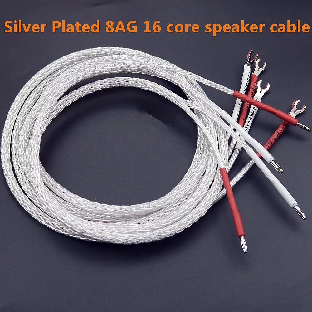 

HiFi 8AG sterling silver speaker audio cable new 1 pair 16-core Speaker Cord Wire For Hi-fi Systems