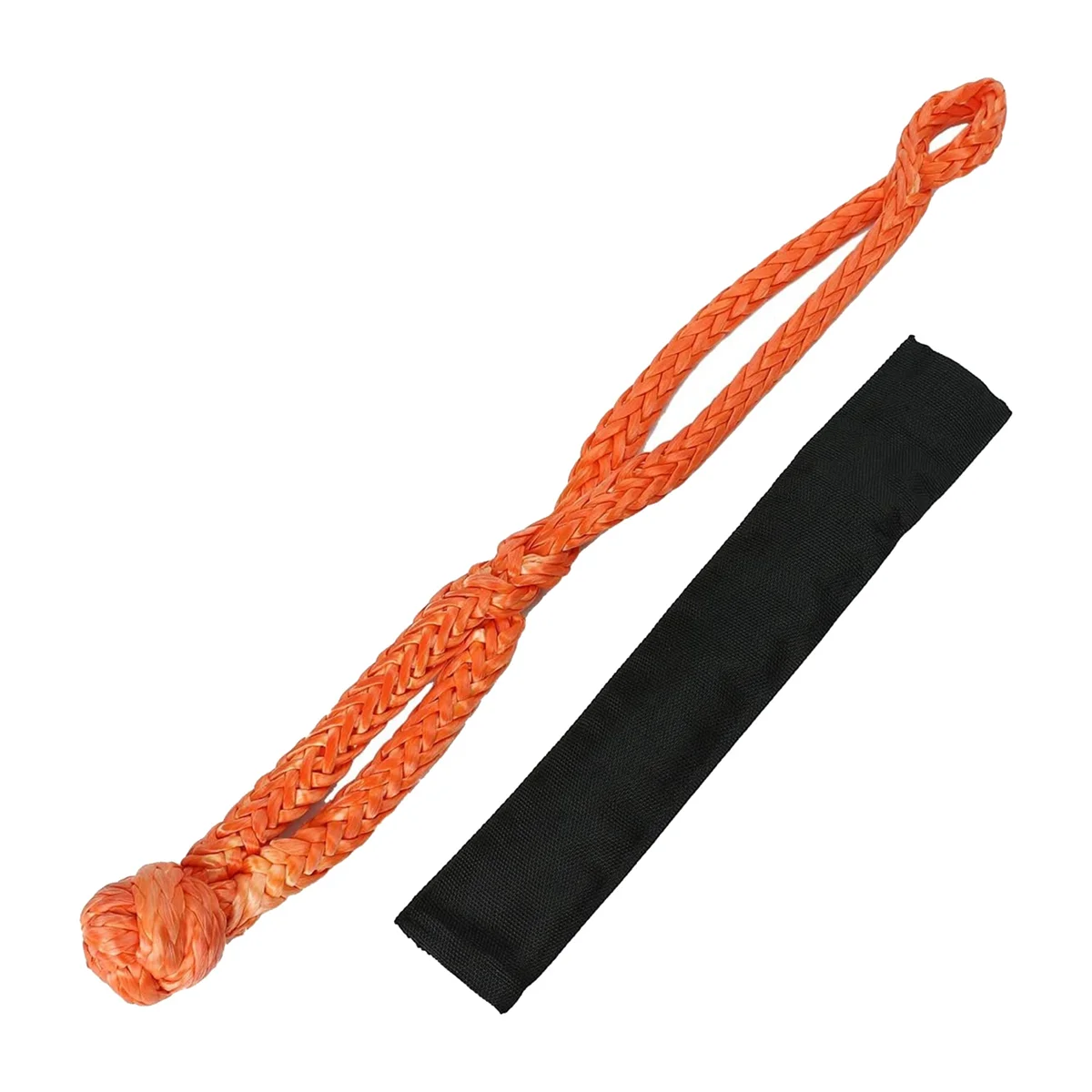 2PCS Orange 1/2Inch X 22Inch Soft Hook and Loop Rope Synthetic Traction Strap 43000LBS Breaking Power