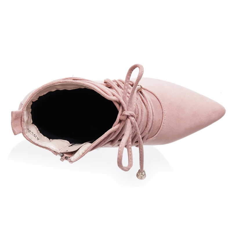  High Heels Pointed Toe Cross-Tied Boots Woman Shoes Autumn INS Fashion Botas Mujer Thin Heels Lace Up Women Boots