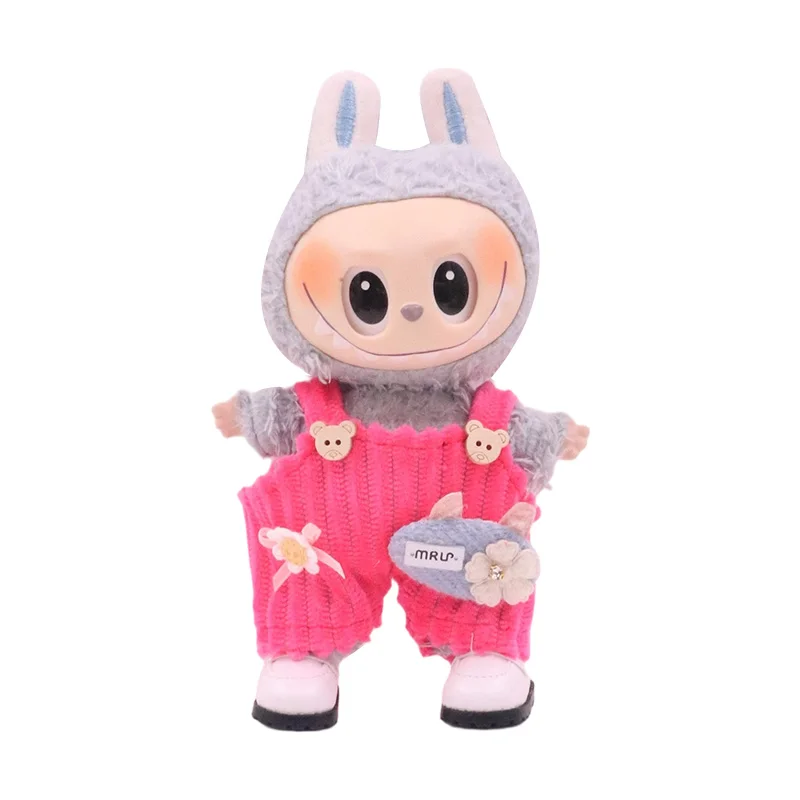Strap Pants+Canvas Shoes For labubu Clothes Accessories V1 V2 V3 17cm Plush Doll Girl's Toys Birthday And Christmas Gifts