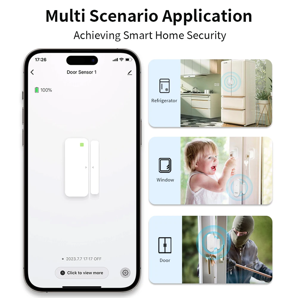 Meian-Zigbee Sensor De Porta De Janela, Tuya Smart Home, Alarme De Porta Sem Fio, WiFi, Aberto, Detector Fechado, Proteção De Segurança